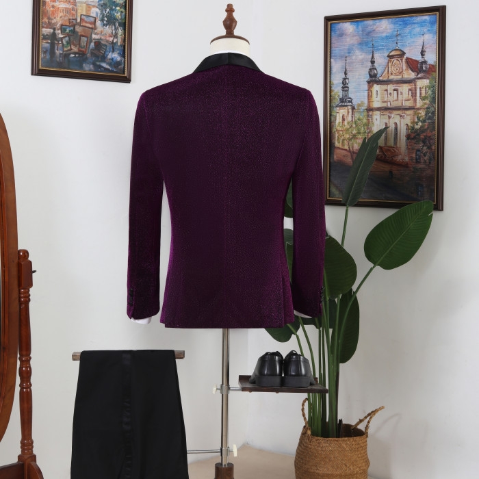 Purple Colorful Shawl Lapel 2 Piece Men's Prom Suits