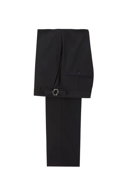 Double Breasted Black Floral Jacquard Shawl Lapel Men's Suit