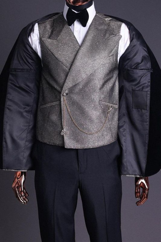 Black Velvet Lapel Banding Edge Sparkle Red Men's Suit for Prom