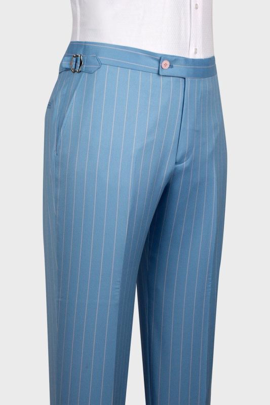Cheng Gentlemen Blue 3 Piece Pinstripe Business Suit with Waistcoat ...