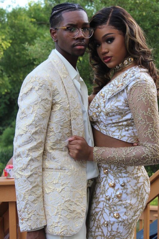 Barton Ivory Jacquard One Button Jacquard Prom Suits