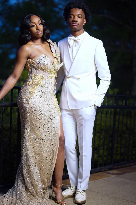 Bard White Shawl Lapel Double Breasted Prom Suits With Two Vents