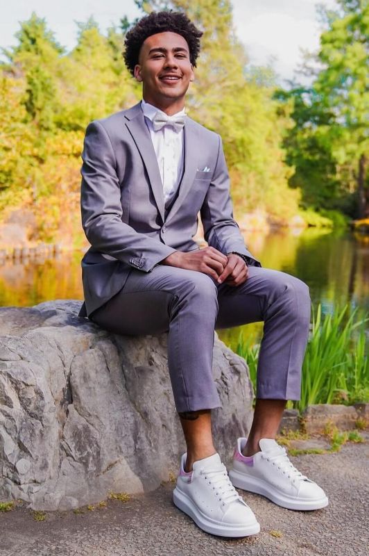 Baker Grayish Purple Notched Lapel One Button Prom Suits With Two Vents