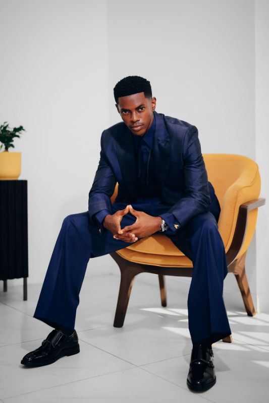 Campbell Bespoke Navy Peaked Lapel Slim Fit Prom Suits