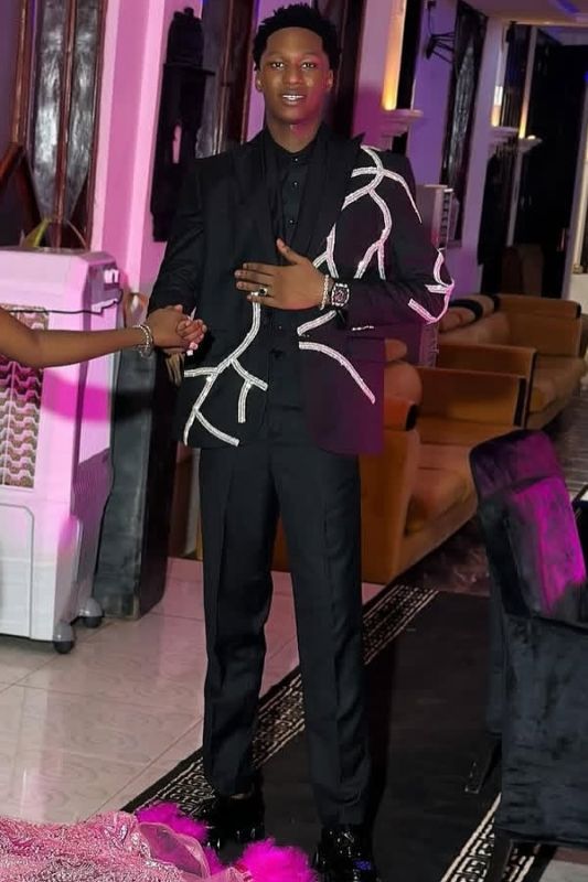 Christ Gentle Black Peaked Lapel Prom Suits With Beadings