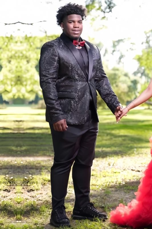 Clement Bespoke Black Jacquard Plus Size Prom Suits