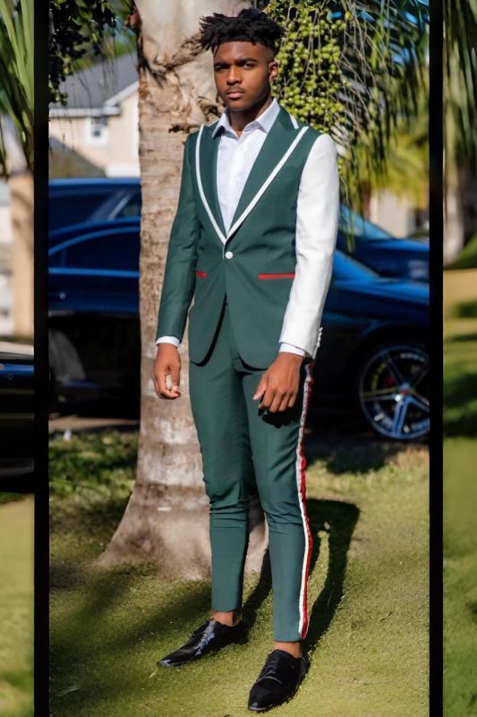 Duke Special Dark Green One Button Peaked Lapel Prom Suits