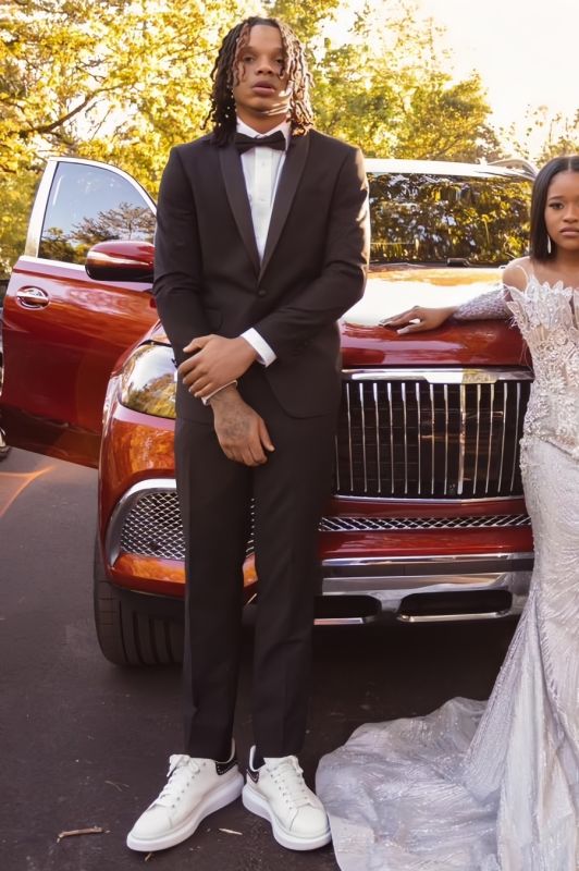 Claude Simple Black Shawl Lapel One Button Prom Suits