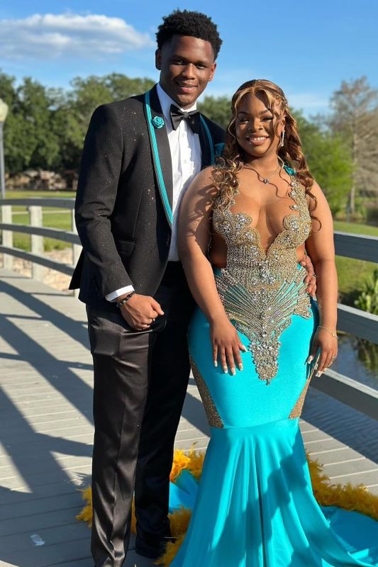 Cornelius Generous Black Sequins Shawl Lapel Prom Suits