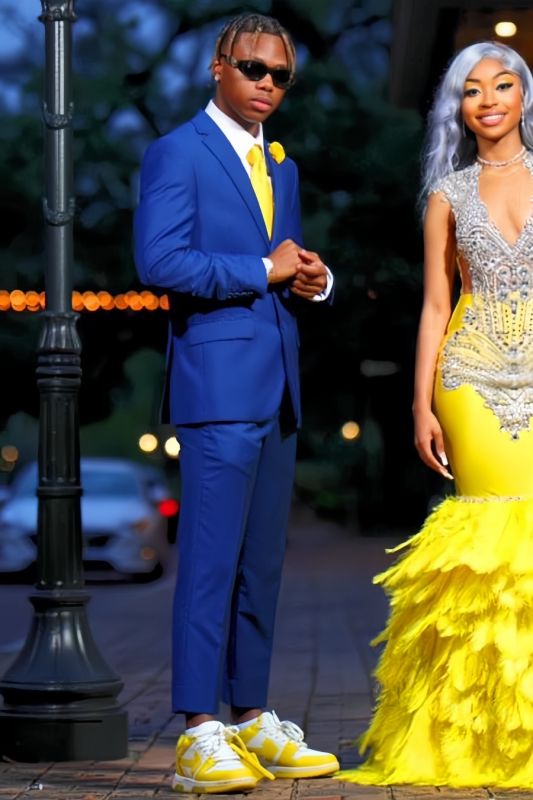 Douglas Simple Royal Blue Notched Lapel Two Buttons Prom Suits