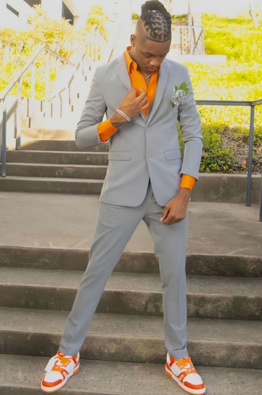 Cyril Simple Gray Notched Lapel Two Button Prom Suits