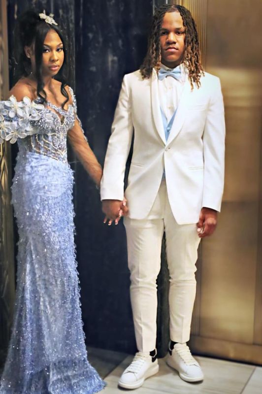 Dave Simple White Shawl Lapel Three Pieces Prom Suits