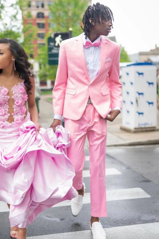 Eli Simple Pink Notched Lapel One Button Prom Suits
