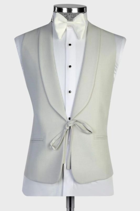 Fashion Light Gray Shawl Lapel No Button Vest