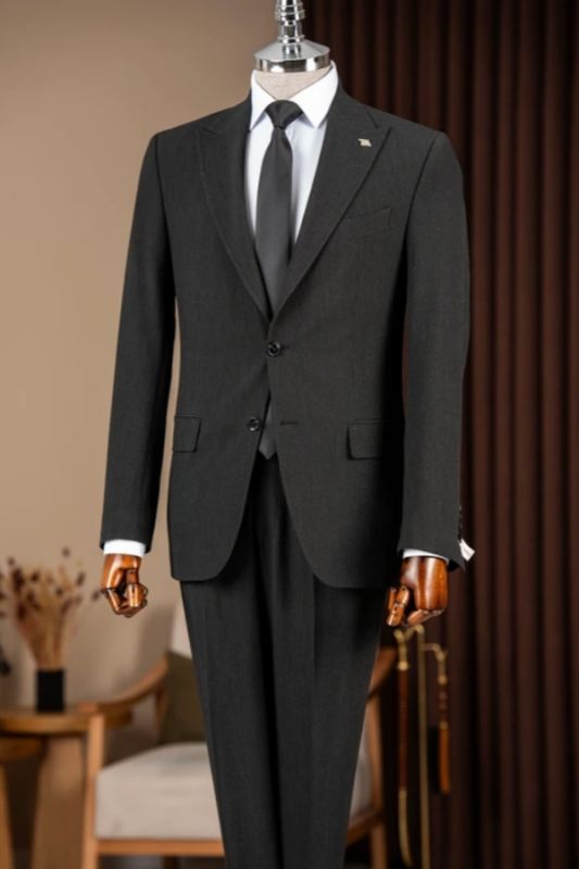 Paddy Formal Black Striped Peaked Lapel Business Suits