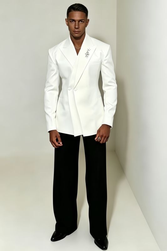 Ogden Stylish White Peaked Lapel Double Breasted Prom Suits