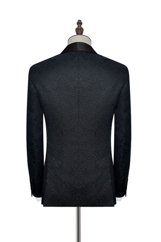 Classic Black Jacquard Wedding Tuxedo for Men | Shawl Lapel