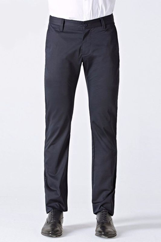 Classic Dark Navy Cotton Straight Mens Suit Pants for Business