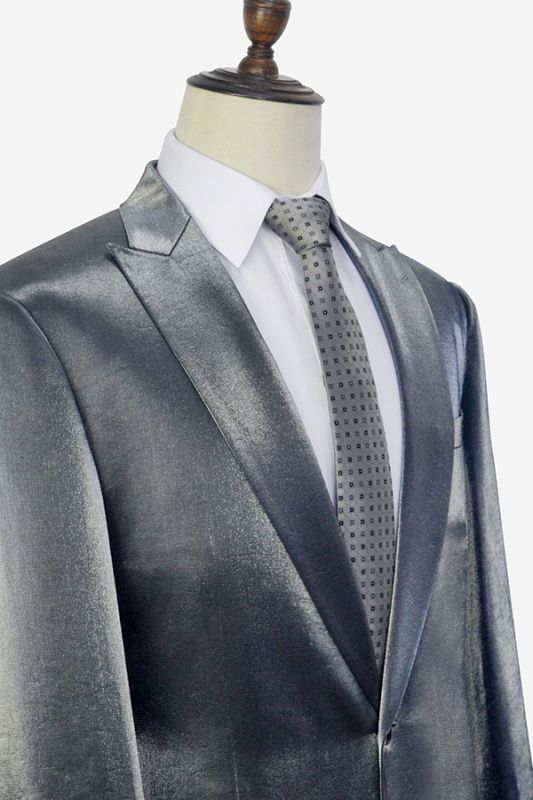 Shiny Silver Prom Suits | Glittering Peak Lapel Suits for Men ...
