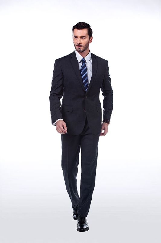Luxury Plaid Grey Mens Suits | Notch Lapel Suits for Men