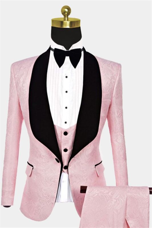 Unique Pink Jacquard Tuxedo Online | Prom Suits for Guys