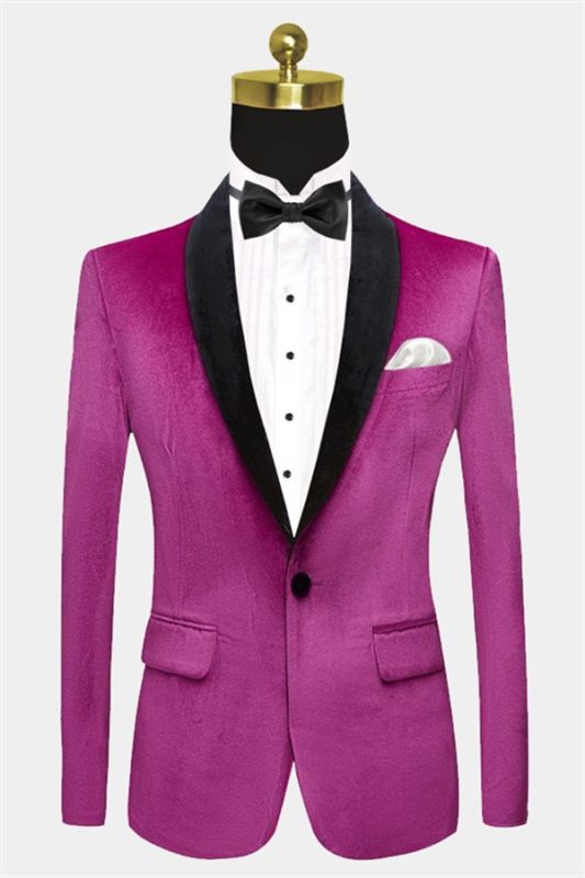 Magenta Pink Velvet Tuxedo Jacket | One Piece Blazer for Men