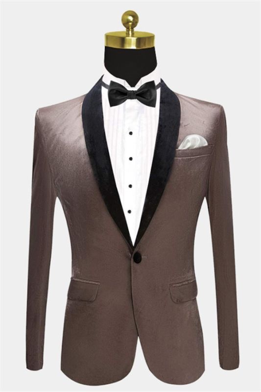 Grey Velvet Blazer Jacket for Prom | Slim Fit Casual Blazer for Men