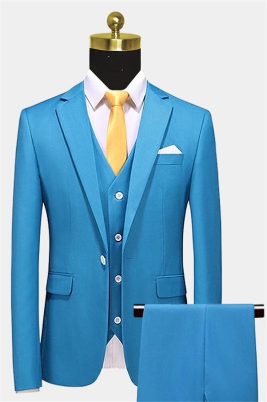 Light Blue Three Pieces Prom Suits | Notched Lapel Men Suits