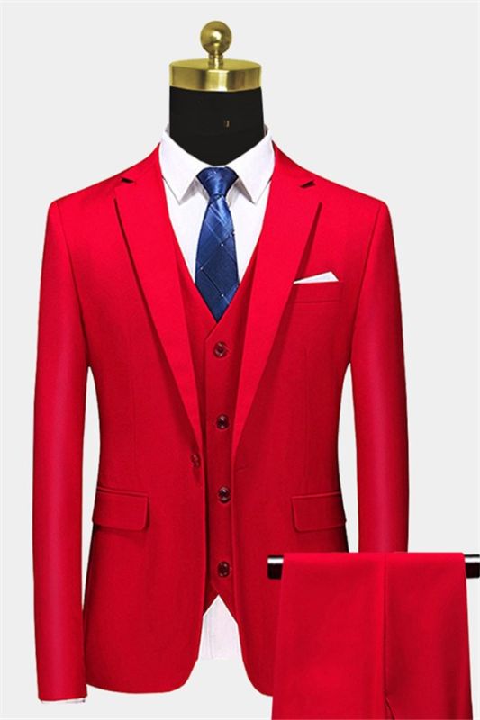 All Red Three Men Suits | Peak Lapel Fit Suit