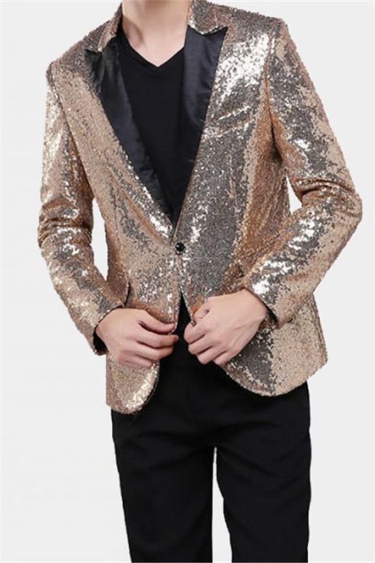 Sparkly Gold Sequin Tuxedo Blazer Men Suits for Prom Allaboutsuit