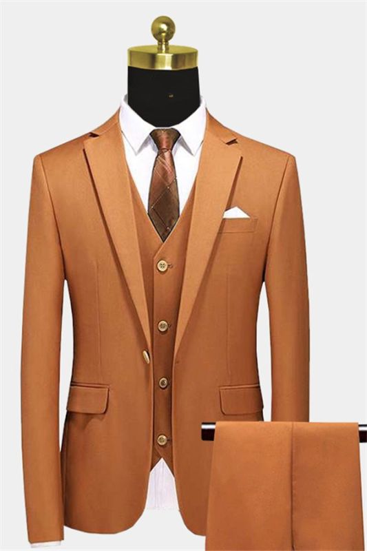 Classic Burnt Orange Men Suits with 3 Pieces | Suits For Sale