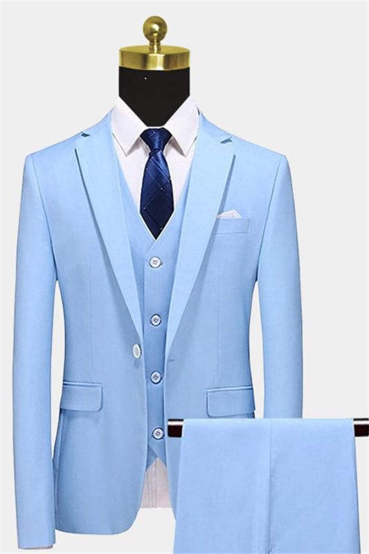 Classic Sky Blue Men Suits | Three Pieces Men Suits Sale