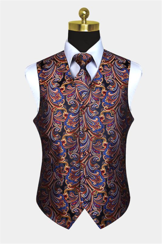New Arrival Colorful Paisley Mens Vest wit Tie