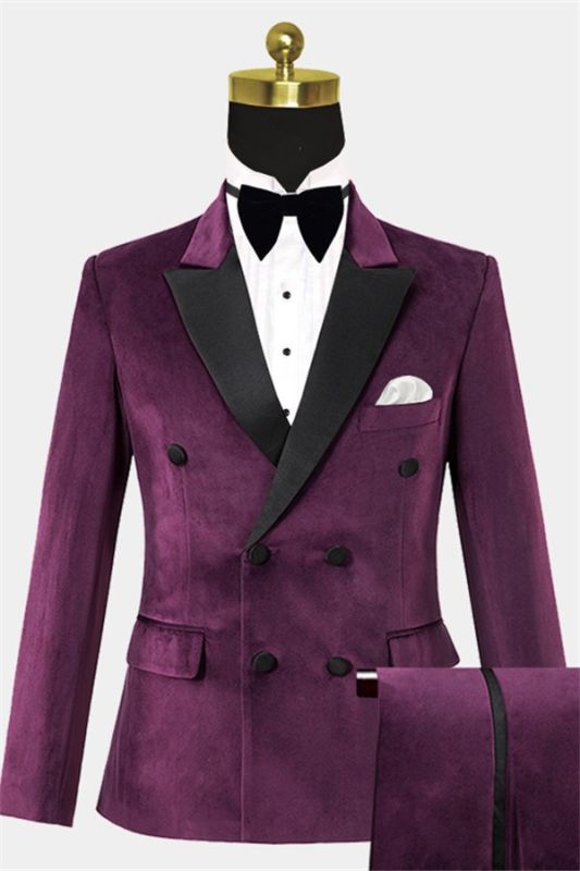 Jerry 2 Pieces Velvet Tuxedo | Double Breaste Prom Suits