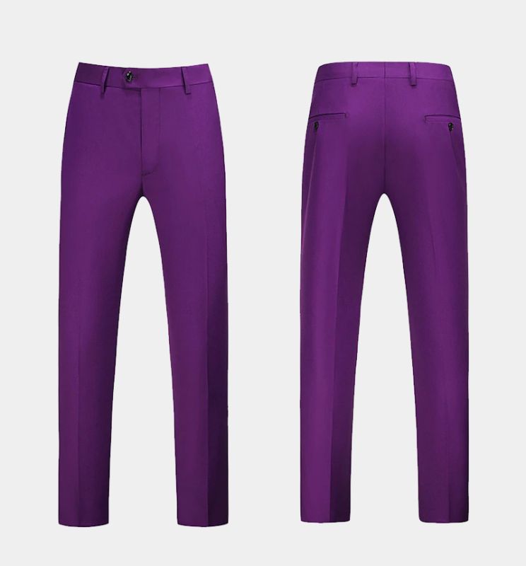 Purple flat-front stretch regular fit Dress Pants | Sumissura