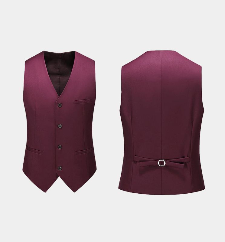 Armando Burgundy Suits with 3 Pieces Peak Lapel Mens Wearhouse Tuxedo Allaboutsuit