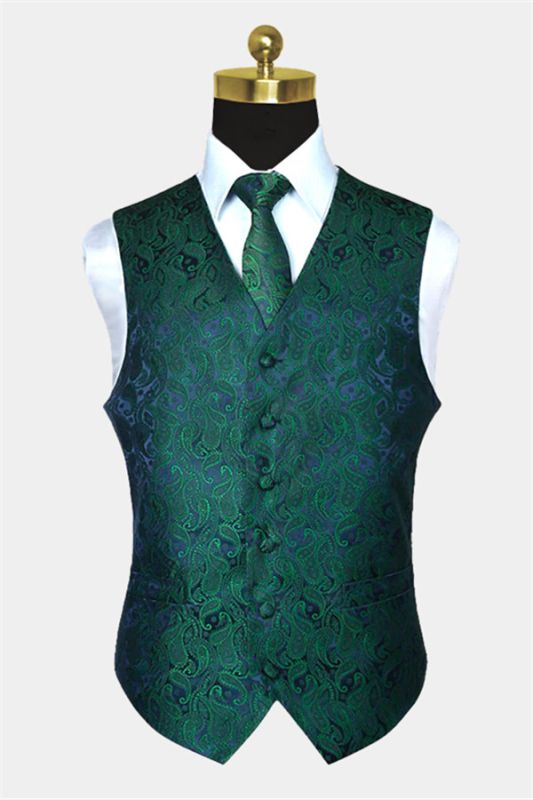 Dark Green Paisley Vest Set for Sale Online