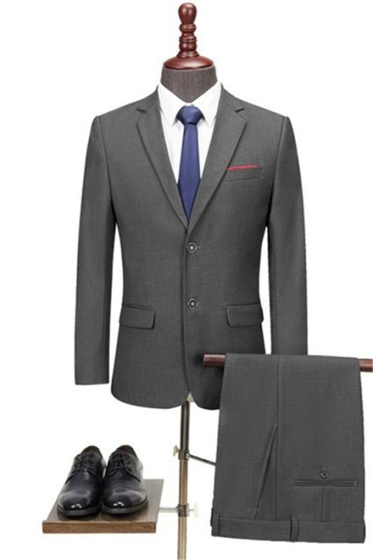 Dark Gray Business Men Suits | Autumn Fashion Solid Slim Wedding Set Vintage Classic Blazers