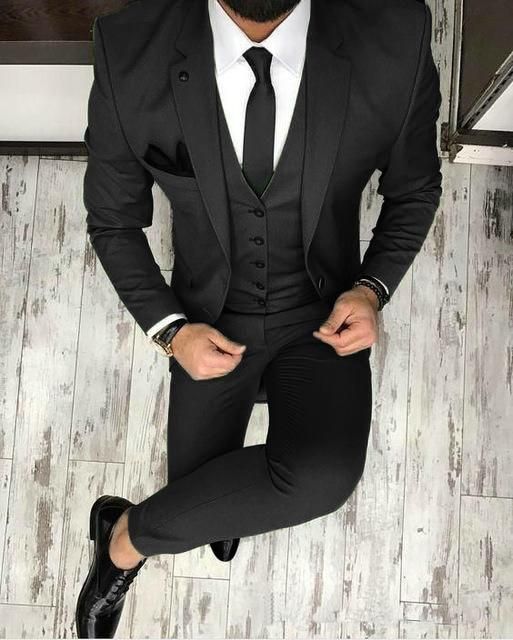 Black Nice Graduation Suits Olive Slim Fit Prom Suit Online