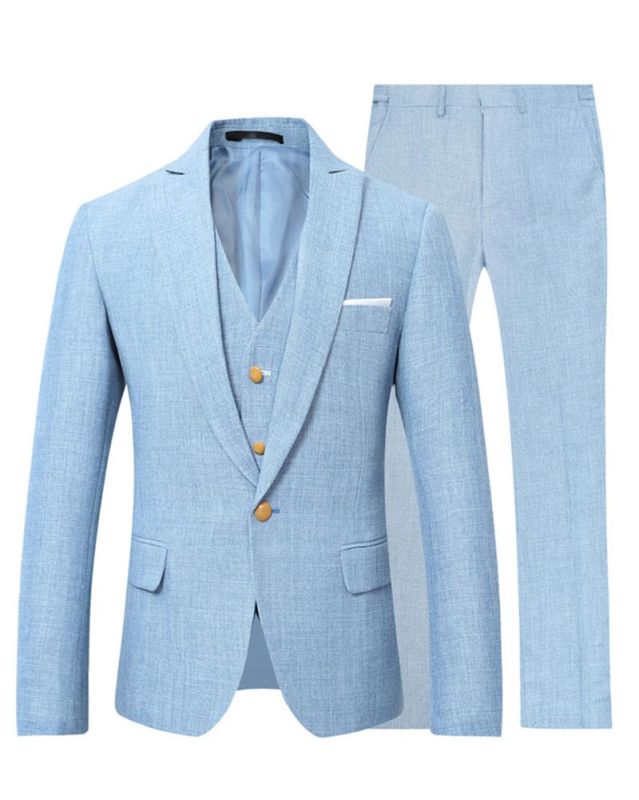 Sky Blue New Men Suit with 3 Pieces | Bespoke Party Dress Suits for Men Tuxedo