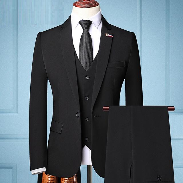 Three Pieces Groom Tuxedos | Groomsmen Best Man Suit Wedding Men Suits ...