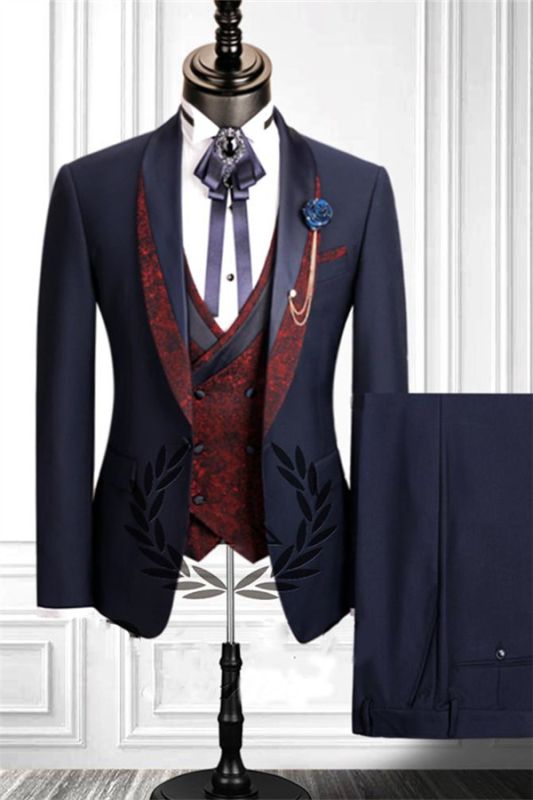 Navy Blue Dress Suits Mens Tuxedo | Bridesgroom Suit Dinner Party Fitting Suit