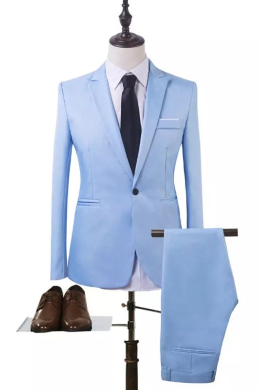 Fashion Sky Blue Business Men Suits | Fashionable Prom Tuxedos Handsome ...