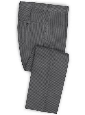 Grey Corduroy Men Suits with Two Pieces | Notched Laple Business Tuxedo_3