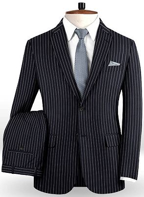 Dark Blue Striped Formal Men Suits Online | Business Slim Fit Tuxedo_2