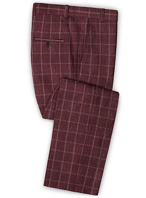 Mens Steelgrey Linen Two Piece Suit | Plaid Texture High Quality Prom Tuxedo_3
