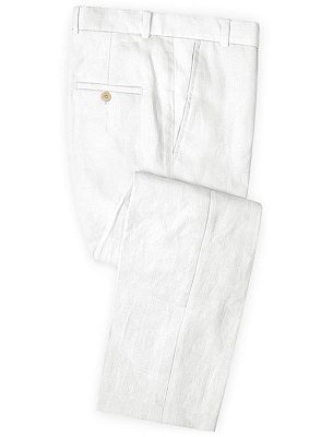 Summer White Linen Men Suit With Pants | 2 Piece Slim Fit Groom Wedding Tuxedo_3