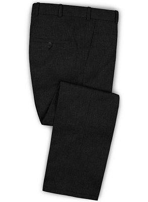 Black Summer Groom Men Suits | Linen Two Pieces Tuxedo with Notch Lapel_3