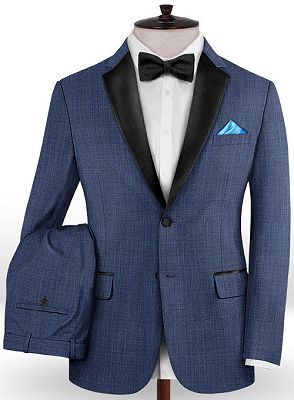 Fashion Blue Bespoke Men Suits | Newest Two Pieces Tuxedo for Business_2
