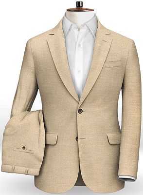Champagne Formal Linen Wedding Suit | Casual Summer Beach Groom Blazer Tuxedo_2